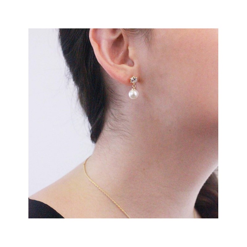 Parure Pauline Full Moon Pearl - Doré et Cristal - vue 4