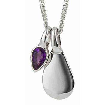 February platinum-plated amethyst necklace in 925 sterling silver