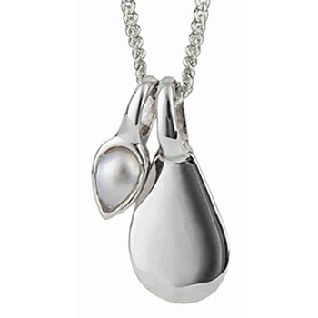 June platinum-plated cabochon pearl necklace in 925 sterling silver