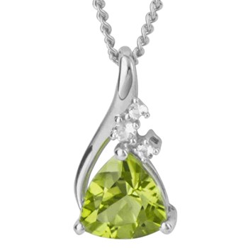 Green peridot and white topaz necklace on white gold 375