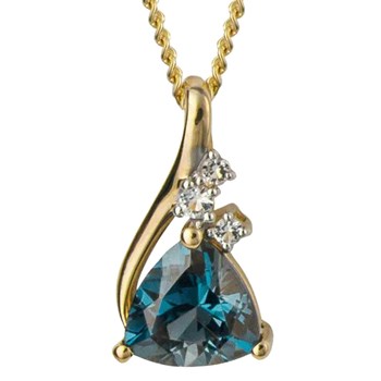 Blue and white topaz necklace in gold 375