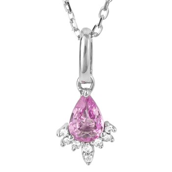 Sapphire and diamond necklace on white gold 375