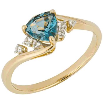 Ring van blauw en wit topaas op 375° goud