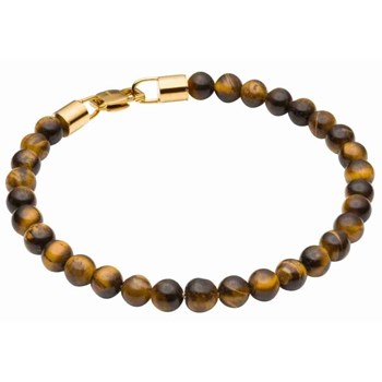 Bracelet oeil du tigre plaqué or en acier inoxydable