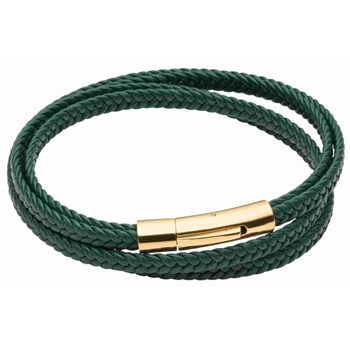 Bracelet cuir de vachette véritable plaqué or en acier inoxydable