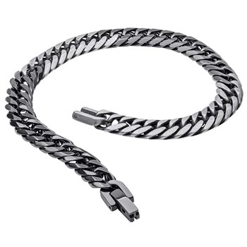 Bracelet noir et argent en acier inoxydable