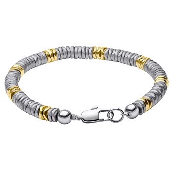 Bracelet plaqué or jaune et hématite grise en acier inoxydable