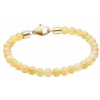 Bracelet jade jaune et plaqué or en acier inoxydable