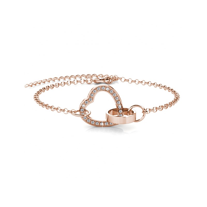 Parure Simply Love Locked Heart - Or Rosé et Cristal - vue 3