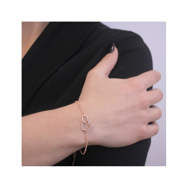 Parure Simply Love Locked Heart - Or Rosé et Cristal - vue 4