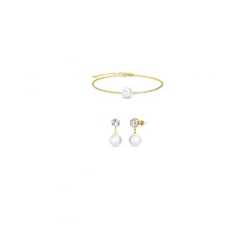 Pauline Crystal Pearl Set - Gold and Crystal