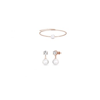Pauline Crystal Pearl Set - Rose Gold and Crystal