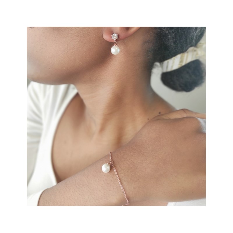 Parure Pauline Crystal Pearl - Or Rosé et Cristal - vue 2