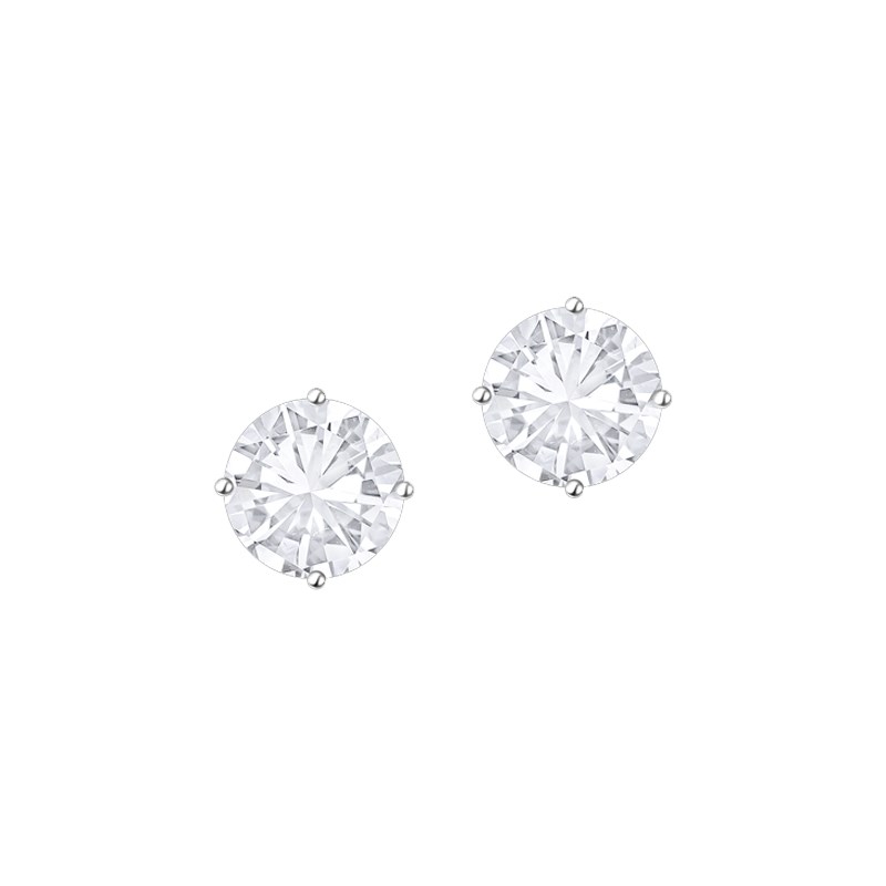 Boucles d'oreilles en argent 925 rhodié avec oxydes de zirconium 4mm