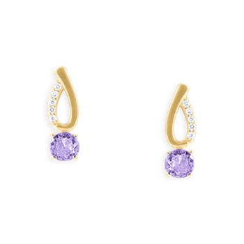 Vergulde oorbellen met amethistkleurige zirkoonoxiden
