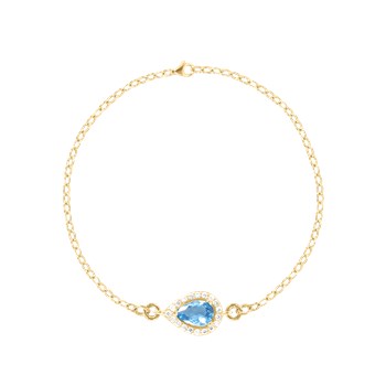 Bracelet plaqué or avec oxydes de zirconium teinte bleue