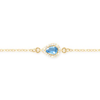 Bracelet plaqué or avec oxydes de zirconium teinte bleue