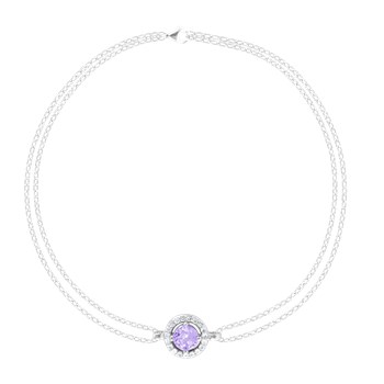 Bracelet en argent 925 rhodié avec oxydes de zirconium teinte améthyste