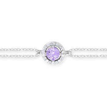 Bracelet en argent 925 rhodié avec oxydes de zirconium teinte améthyste