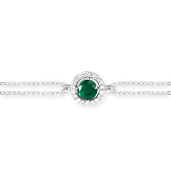 Bracelet en argent 925 rhodié avec oxydes de zirconium teinte émeraude