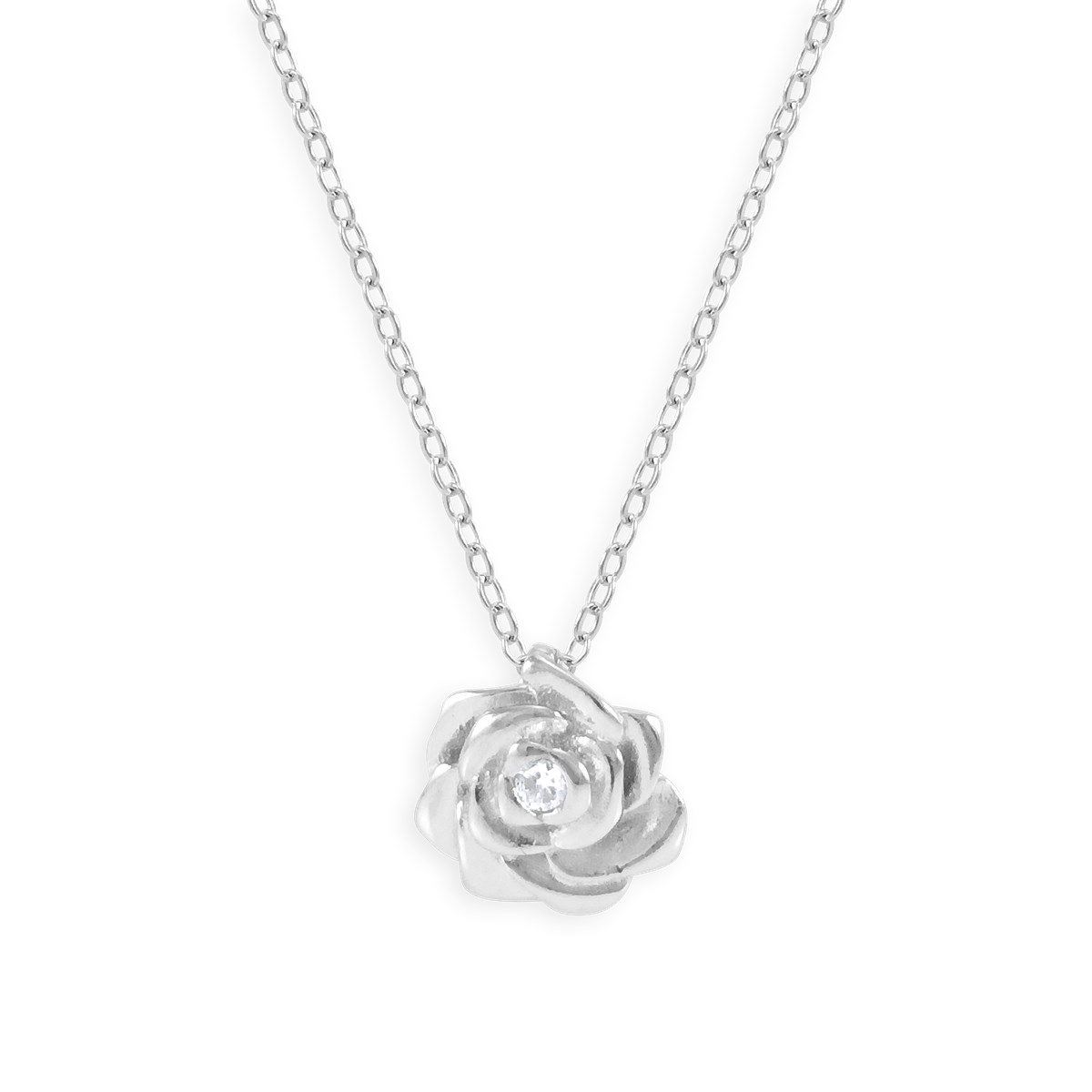 Collier rose en argent 925 rhodié avec oxyde de zirconium