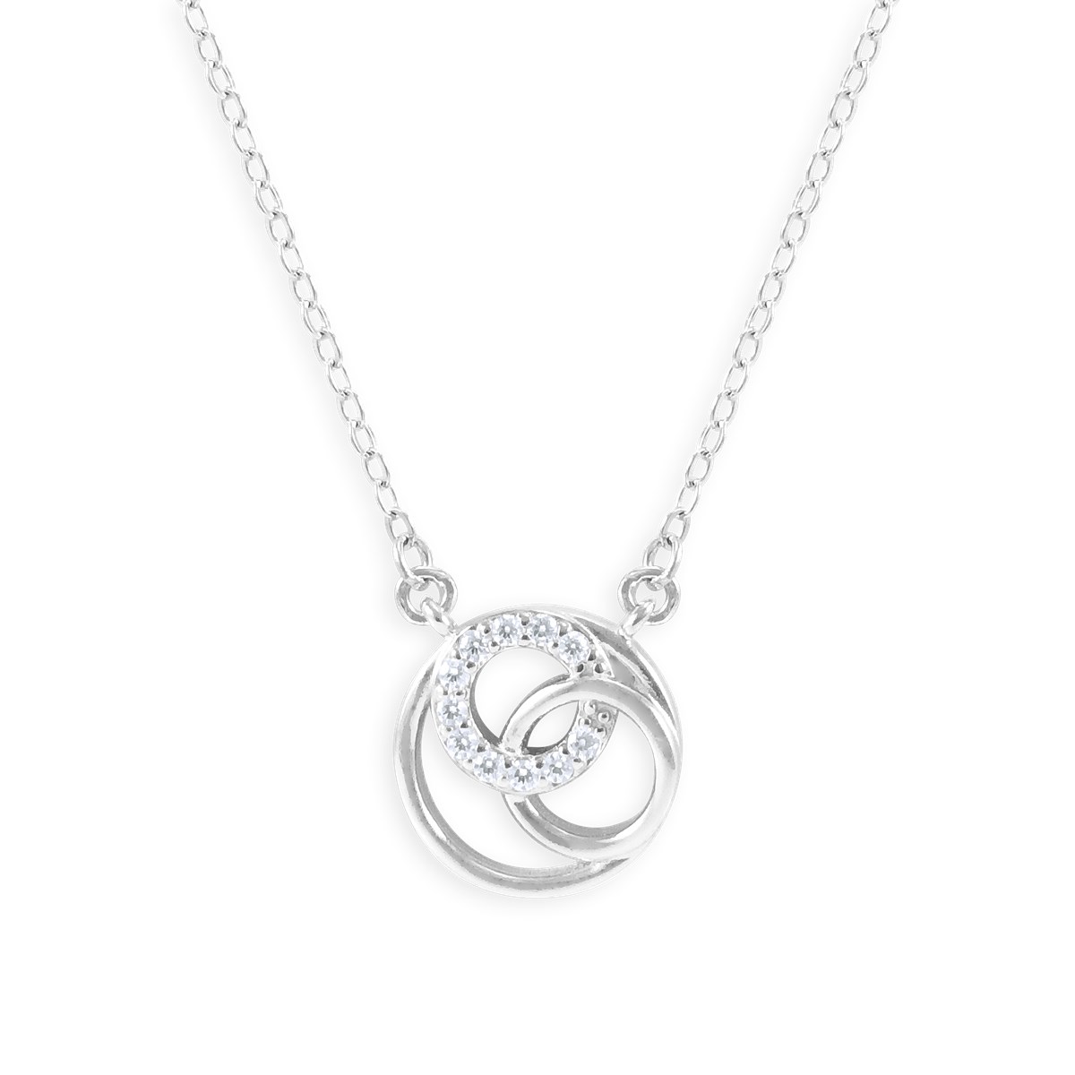 Collier en argent 925 rhodié avec oxydes de zirconium