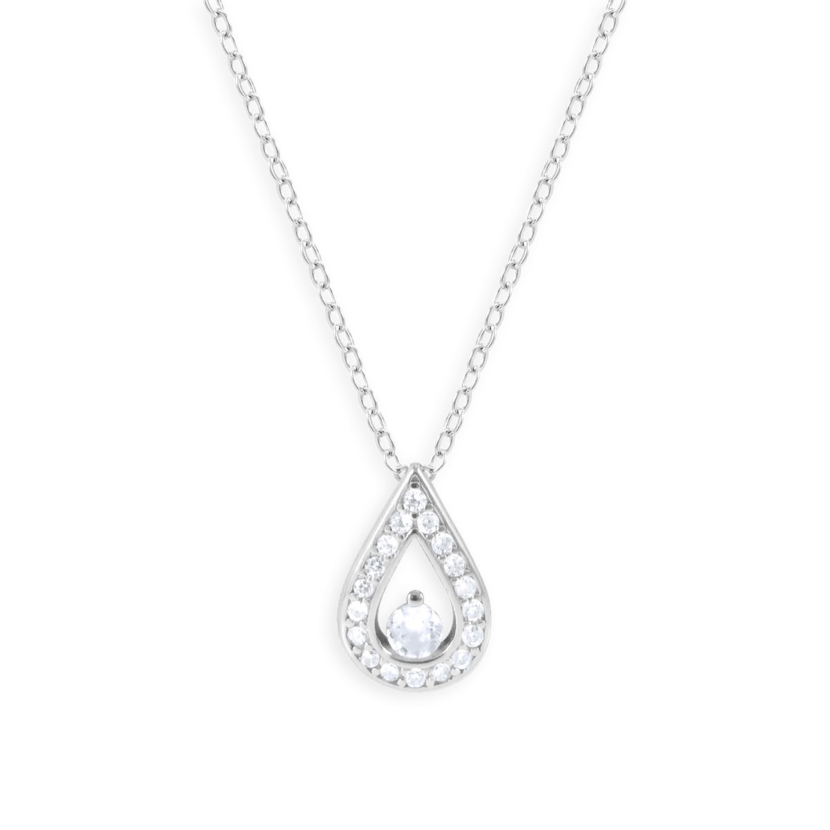 Collier en argent 925 rhodié avec oxydes de zirconium