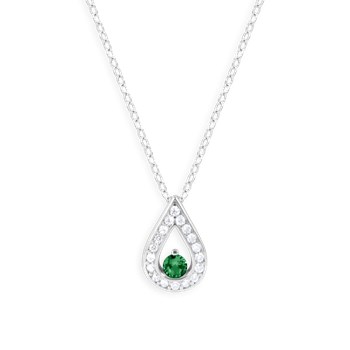 Collier en argent 925 rhodié avec oxydes de zirconium teinte émeraude