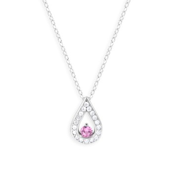 Collier en argent 925 rhodié avec oxydes de zirconium teinte rose