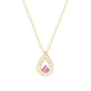 Collier plaqué or avec oxydes de zirconium teinte rose