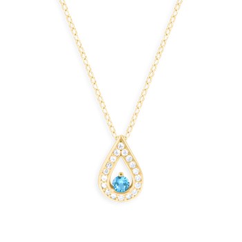 Collier plaqué or avec oxydes de zirconium teinte turquoise