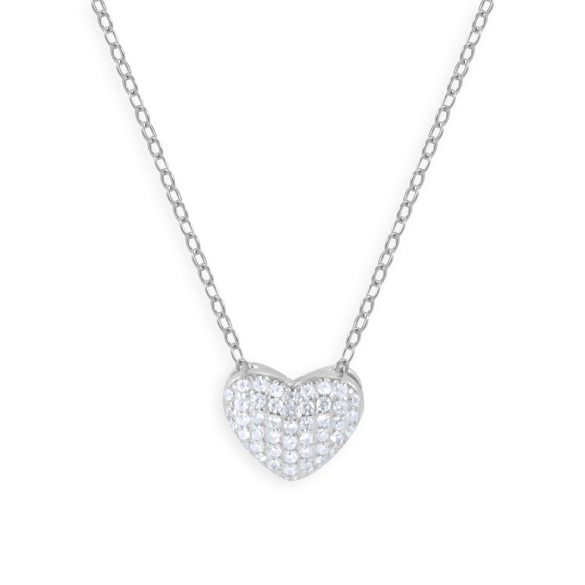 Collier coeur en argent 925 rhodié avec oxydes de zirconium