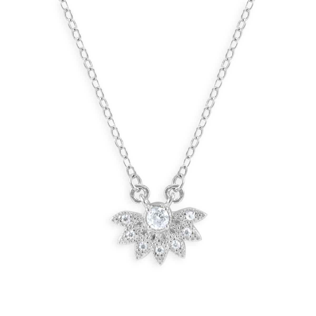 Collier en argent 925 rhodié avec oxydes de zirconium