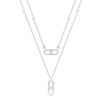 Collier en argent 925 rhodié avec oxydes de zirconium