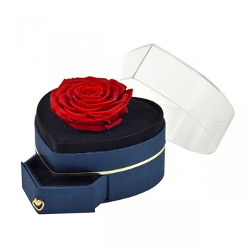 Heart-shaped eternal red rose jewelry box