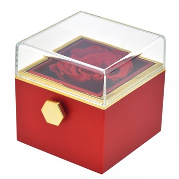 Surprise jewelry box decorated with an eternal rose - stabilized red