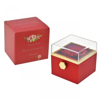 Surprise jewelry box decorated with an eternal rose - stabilized red