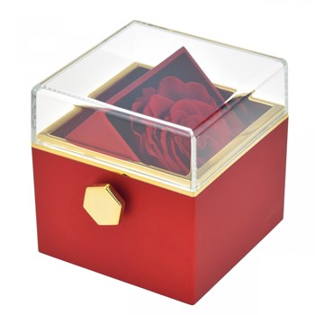 Surprise jewelry box decorated with an eternal rose - stabilized red