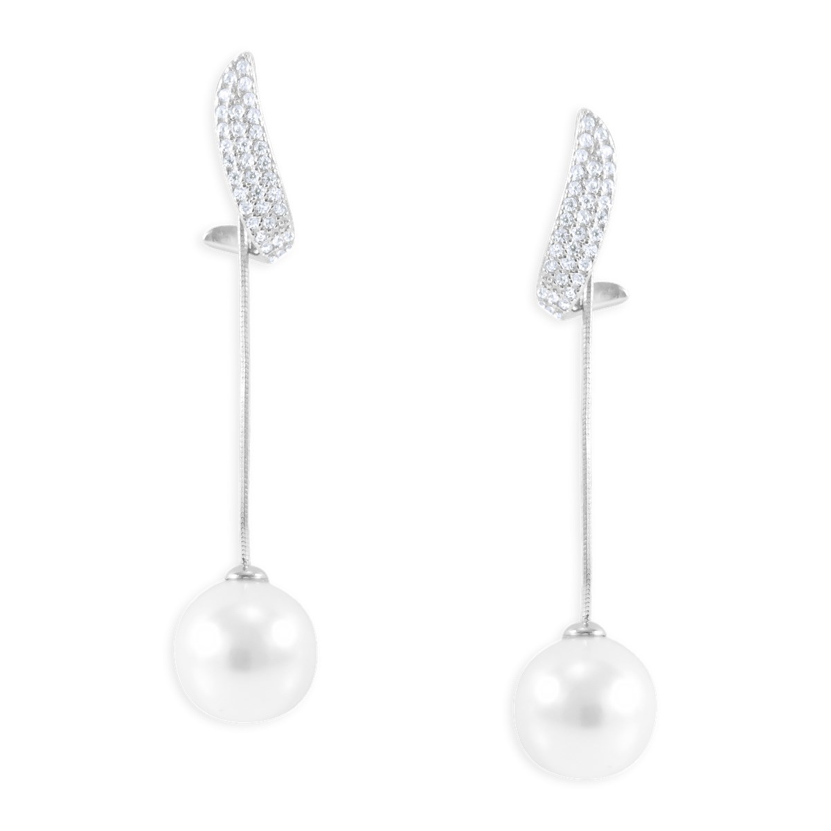 Boucles d'oreilles pendantes en argent 925 rhodié avec oxydes de zirconium