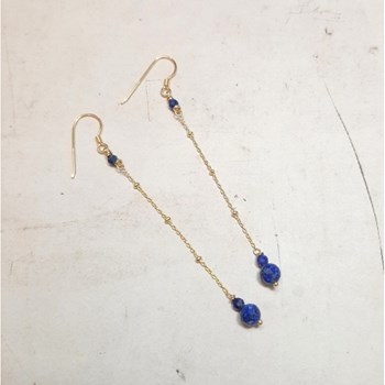 Boucles D'Oreilles Xingu Lapis-Lazuli Argent 925 Doré