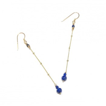 Boucles D'Oreilles Xingu Lapis-Lazuli Argent 925 Doré