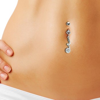 White zirconium oxide navel piercing pendant