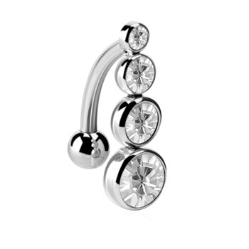 Inverted navel piercing with rhinestones