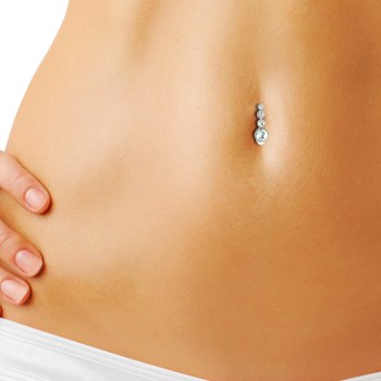 Inverted navel piercing with rhinestones