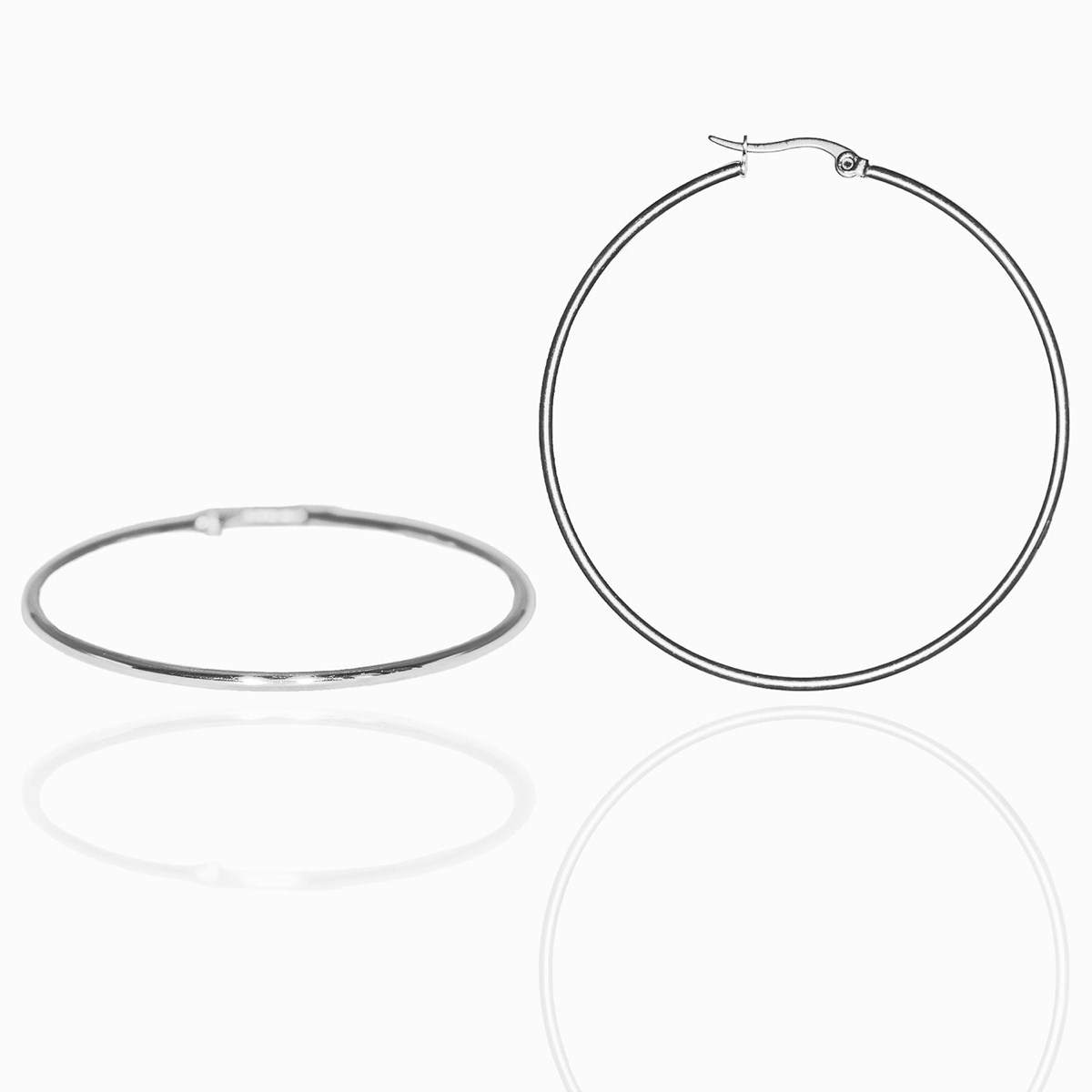 Paire de boucles d'oreille créole en acier chirurgical 40mm - vue 2