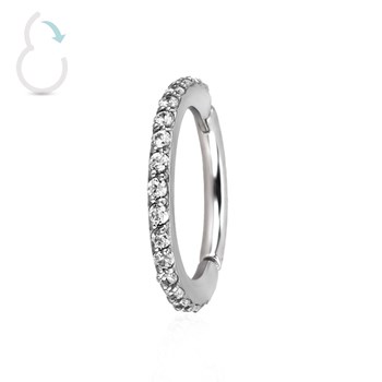 Stalen clickerring met Swarovski-kristallen 8mm