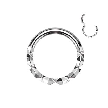 Faceted clicker ring in surgical steel 8mm
