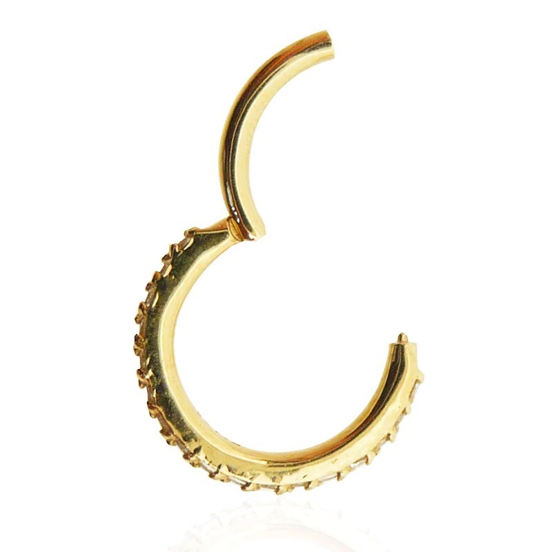 Anneau clicker PVD Gold et oxydes de zirconium griffés 9mm - vue 2