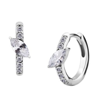 Clicker ring in surgical steel with oval zirconia