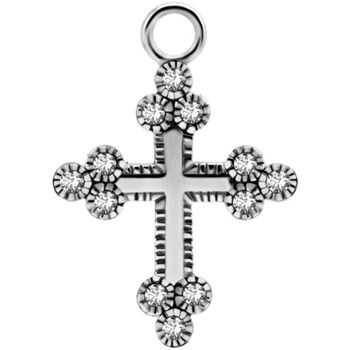 Cross charms in surgical steel with brilliants